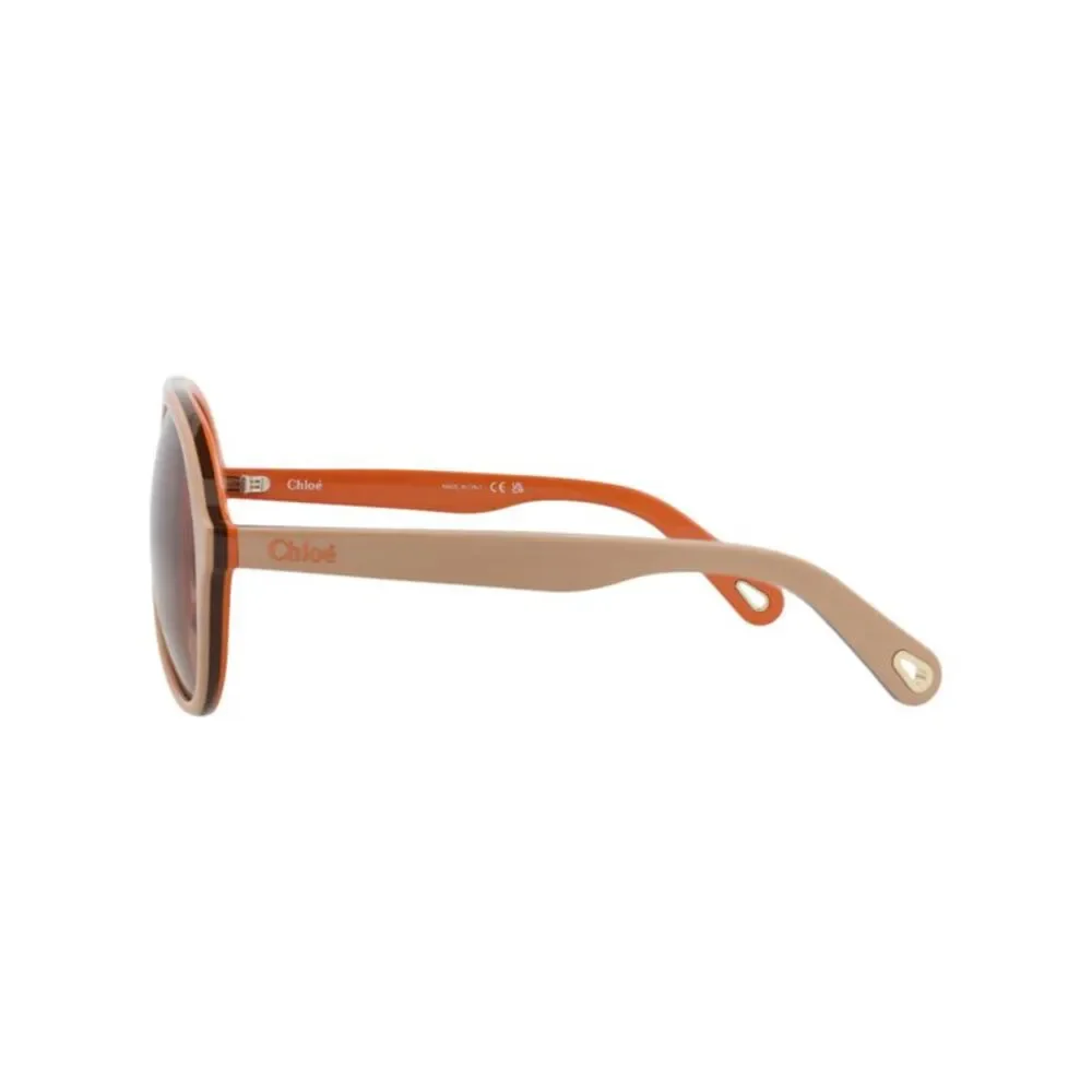 Chloé Aviator-Frame Recycled Acetate Sunglasses Beige Womens